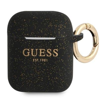Guess GUA2SGGEK Θήκη για AirPods 1/2 μαύρη/Black Silicone Glitter