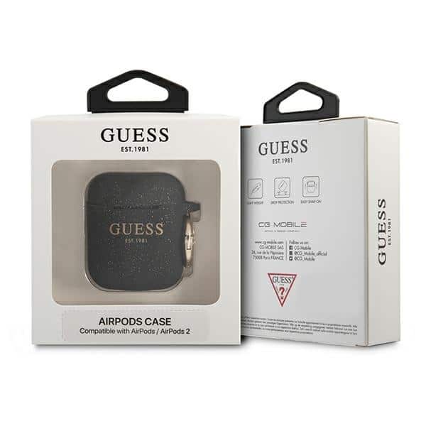 Guess GUA2SGGEK Θήκη για AirPods 1/2 μαύρη/Black Silicone Glitter - Image 3