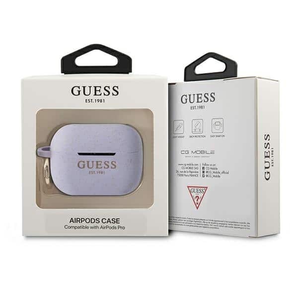 Guess GUAPSGGEU AirPods Pro cover purpurowy/purple Silicone Glitter - Image 3