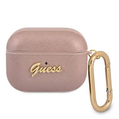 Guess GUAPSASMP AirPods Pro cover  ροζ/pink Saffiano Script Metal Collection