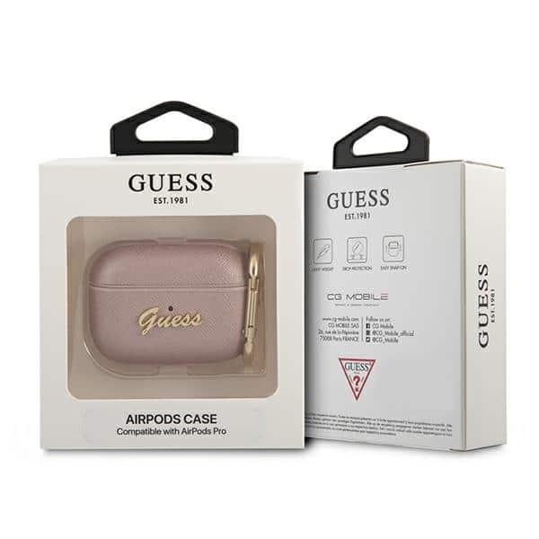 Guess GUAPSASMP AirPods Pro cover ροζ/pink Saffiano Script Metal Collection - Image 3