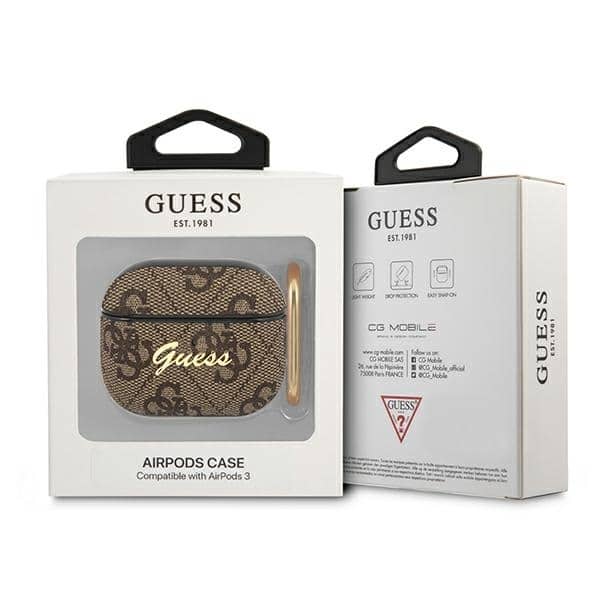 Guess GUA34GSMW Κάλυμμα AirPods 3 καφέ/brown 4G Script Metal Collection - Image 3