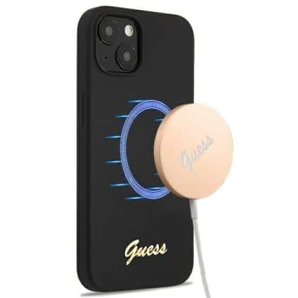 Guess Silicone Script Gold Logo - θήκη για Apple iPhone 13 - Μαύρο