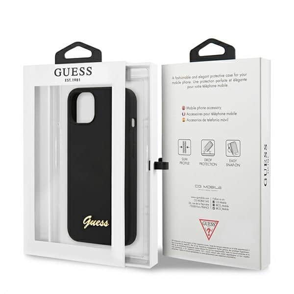 Guess Silicone Script Gold Logo - θήκη για Apple iPhone 13 - Μαύρο - Image 7