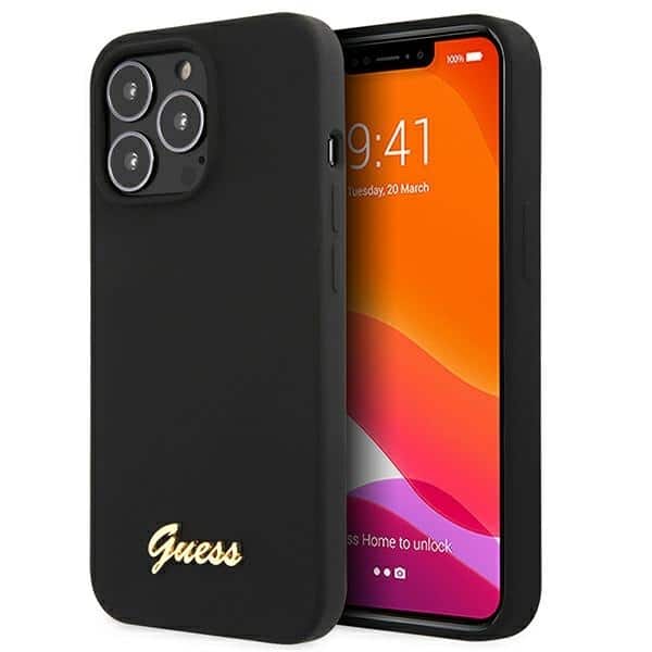 Guess Silicone Script Gold Logo - θήκη για Apple iPhone 13 Pro / - Μαύρο - Image 2