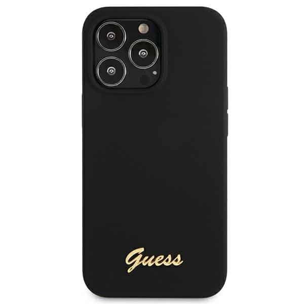 Guess Silicone Script Gold Logo - θήκη για Apple iPhone 13 Pro Max - Μαύρο - Image 4