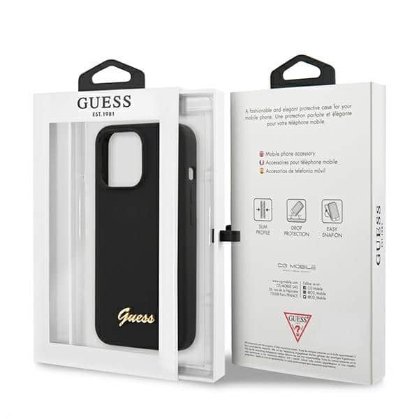 Guess Silicone Script Gold Logo - θήκη για Apple iPhone 13 Pro Max - Μαύρο - Image 8