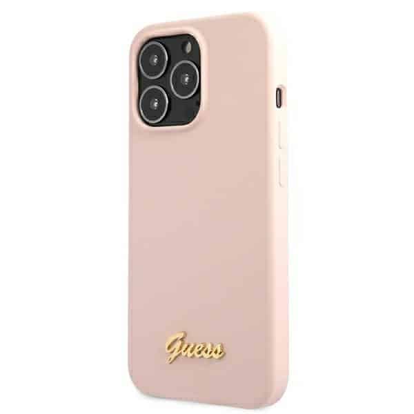 Guess Silicone Script Gold Logo - θήκη για Apple iPhone 13 Pro / - Ροζ - Image 3