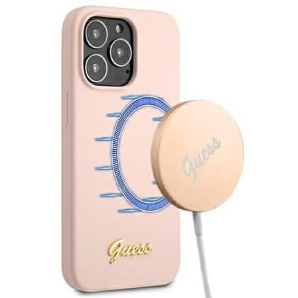Guess Silicone Script Gold Logo - θήκη για Apple iPhone 13 Pro Max - Ροζ