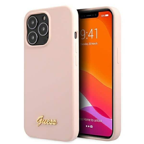 Guess Silicone Script Gold Logo - θήκη για Apple iPhone 13 Pro Max - Ροζ - Image 2