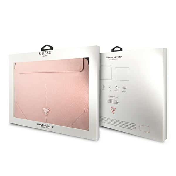 Guess Θήκη GUCS16PSATLP 16" ροζ /pink Saffiano Triangle Logo - Image 4