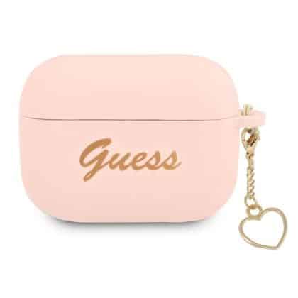 Guess GUAPLSCHSP AirPods Pro cover ροζ/pink Silicone Charm Heart Collection