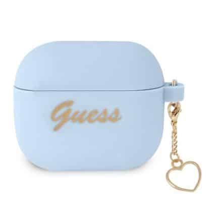 Guess GUA3LSCHSB AirPods 3 cover Μπλε/blue Silicone Charm Heart Collection