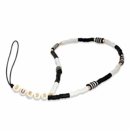 Guess charm GUSTBCKH Phone Strap czarno-biały/black-white Heishi Beads