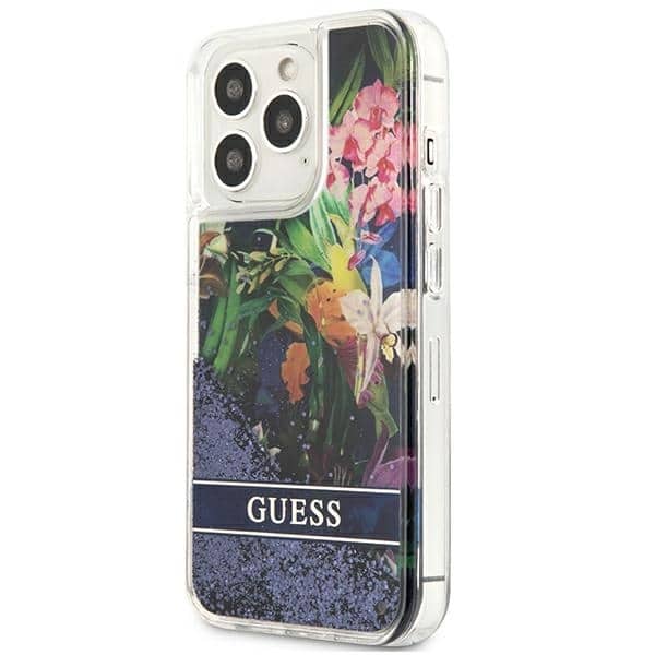Guess Flower Liquid Glitter - θήκη για Apple iPhone 13 Pro / - Μπλε - Image 2