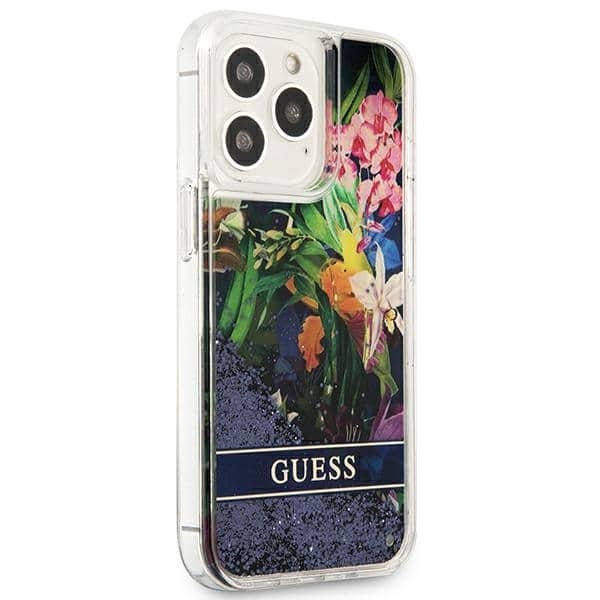 Guess Flower Liquid Glitter - θήκη για Apple iPhone 13 Pro / - Μπλε - Image 4