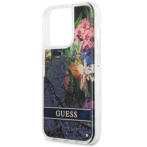 Guess Flower Liquid Glitter - θήκη για Apple iPhone 13 Pro / - Μπλε - Image 6