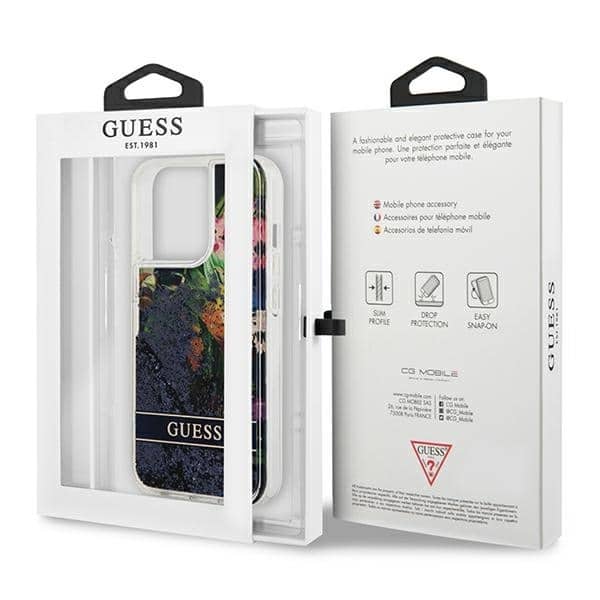 Guess Flower Liquid Glitter - θήκη για Apple iPhone 13 Pro / - Μπλε - Image 8