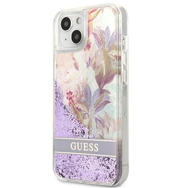 Guess Flower Liquid Glitter - θήκη για Apple iPhone 13 mini - Μωβ - Image 2