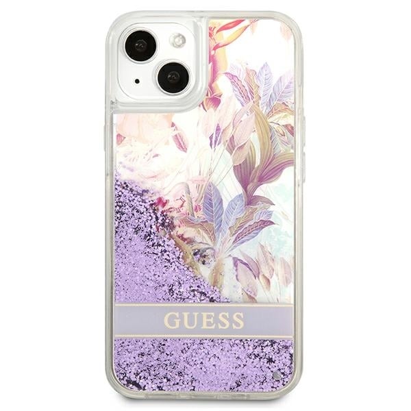 Guess Flower Liquid Glitter - θήκη για Apple iPhone 13 mini - Μωβ - Image 3