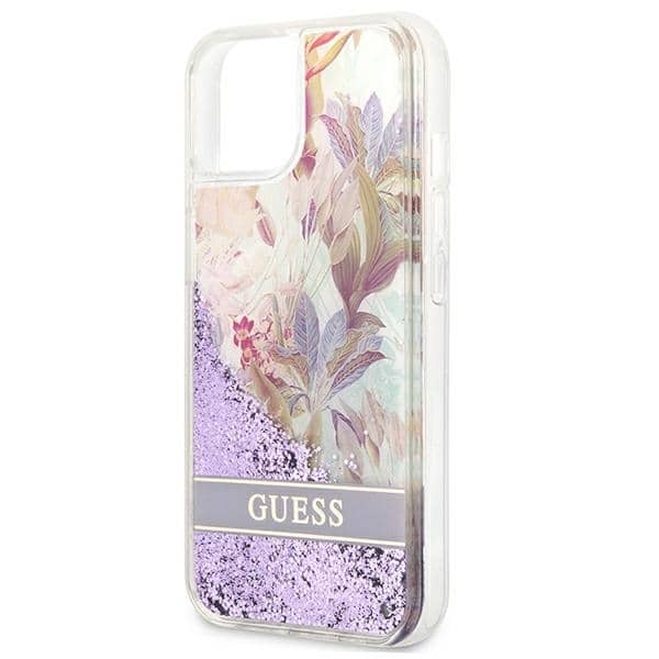 Guess Flower Liquid Glitter - θήκη για Apple iPhone 13 mini - Μωβ - Image 6
