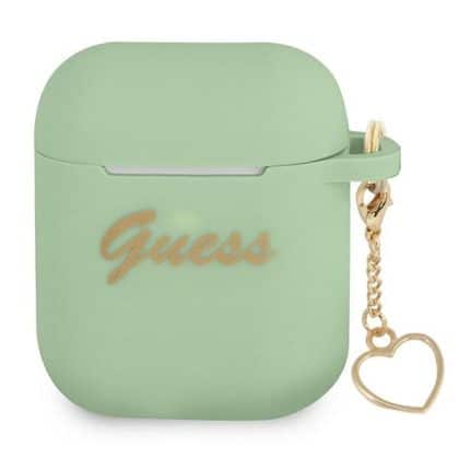 Guess GUA2LSCHSN AirPods 1/2 cover  zielony/green Silicone Charm Heart Collection