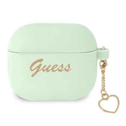 Guess GUA3LSCHSN AirPods 3 cover  zielony/green Silicone Charm Heart Collection