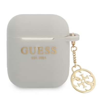 Guess GUA2LSC4EG AirPods 1/2 cover  szary/grey Silicone Charm 4G Collection