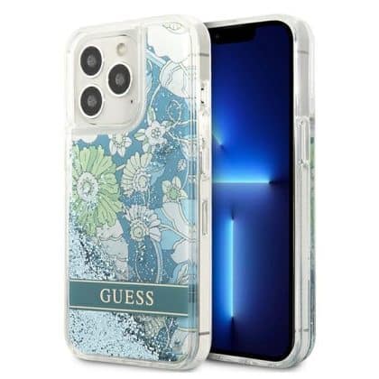 Guess Flower Liquid Glitter - θήκη για Apple iPhone 13 Pro Max - Πράσινο