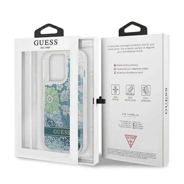 Guess Flower Liquid Glitter - θήκη για Apple iPhone 13 Pro Max - Πράσινο - Image 8