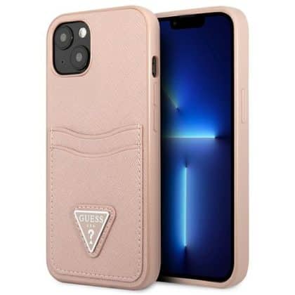 Guess Triangle Logo Cardslot - θήκη για Apple iPhone 13 mini - Ροζ