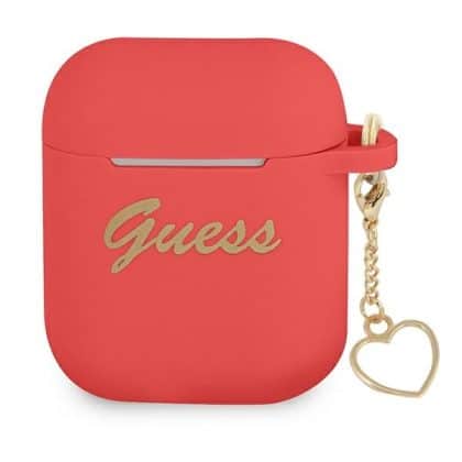 Guess GUA2LSCHSR AirPods 1/2 cover  czerwony/red Silicone Charm Heart Collection