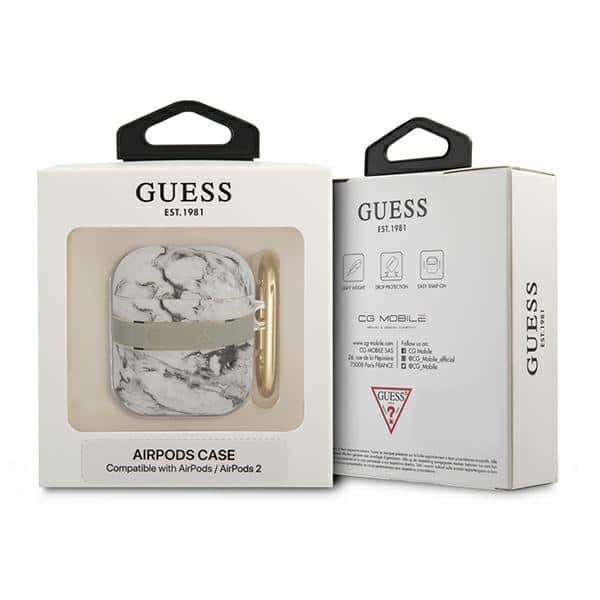Guess GUA2HCHMAG AirPods 1/2 cover szary/grey Marble Strap Collection - Image 3