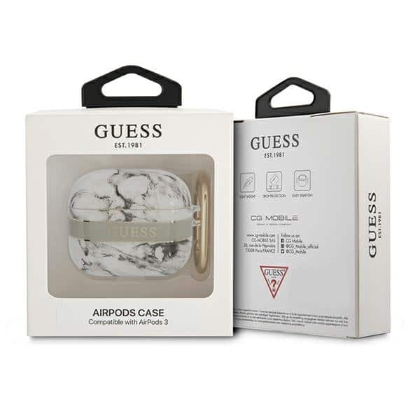 Guess GUA3HCHMAG AirPods 3 cover szary/grey Marble Strap Collection - Image 3