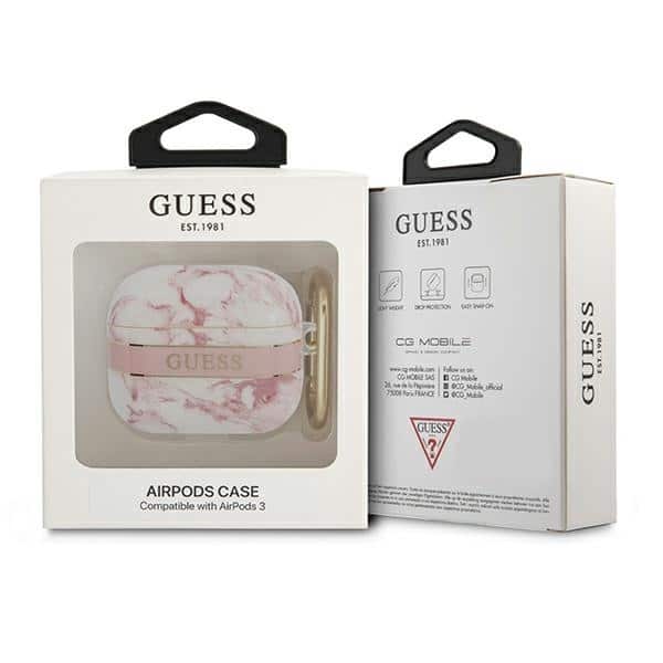 Guess GUA3HCHMAP AirPods 3 cover ροζ/pink Marble Strap Collection - Image 3