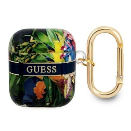 Guess GUA2HHFLB AirPods 1/2 cover  Μπλε/blue Flower Strap Collection