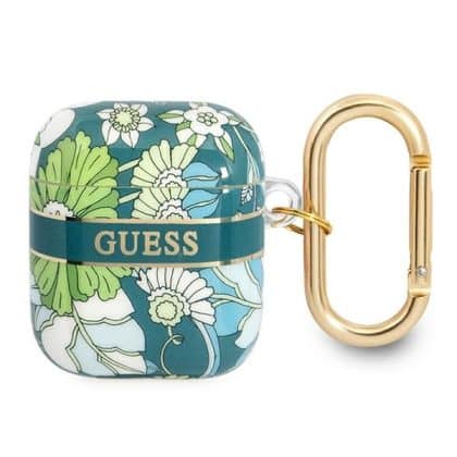 Guess GUA2HHFLN AirPods 1/2 cover  zielony/green Flower Strap Collection