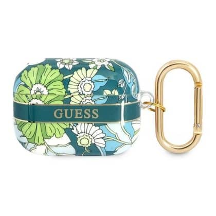 Guess GUAPHHFLN AirPods Pro cover  zielony/green Flower Strap Collection