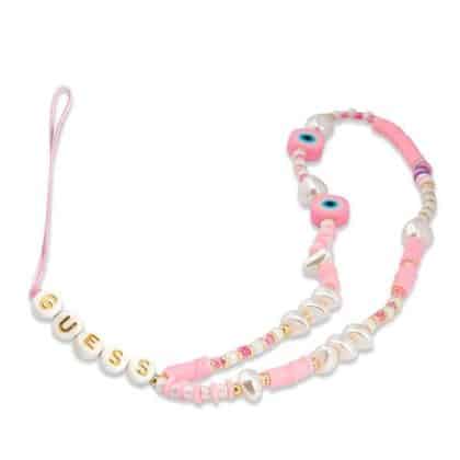 Guess charm GUSTSHPP Phone Strap ροζ/pink Beads Shell