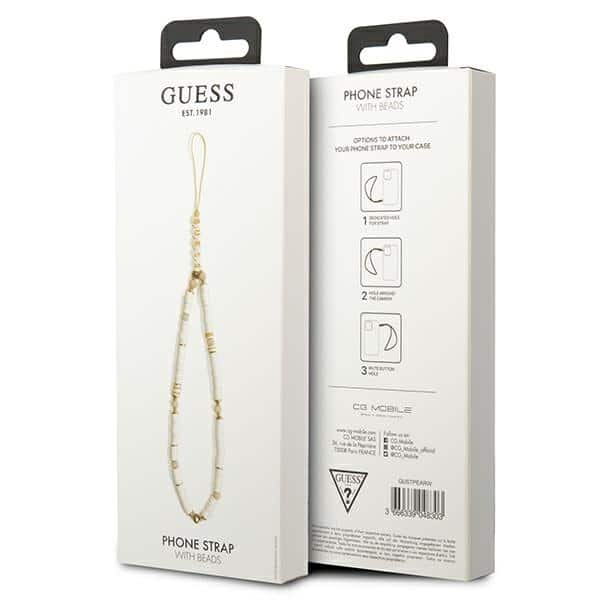 Guess charm GUSTPEARW Phone Strap biały/white Heishi Beads - Image 3
