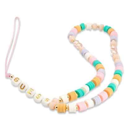 Guess charm GUSTFLWP Phone Strap ροζ/pink Heishi Beads