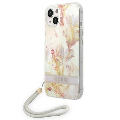 Guess Flower Strap - θήκη για Apple iPhone 14 Plus / 15 - Μωβ