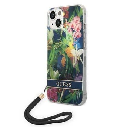 Guess Flower Strap - θήκη για Apple iPhone 14 - Μπλε