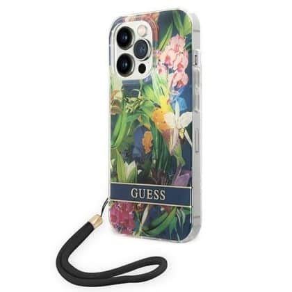 Guess Flower Strap - θήκη για Apple iPhone 14 Pro - Μπλε