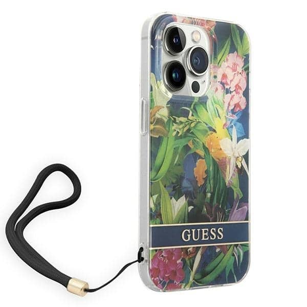 Guess Flower Strap - θήκη για Apple iPhone 14 Pro - Μπλε - Image 3