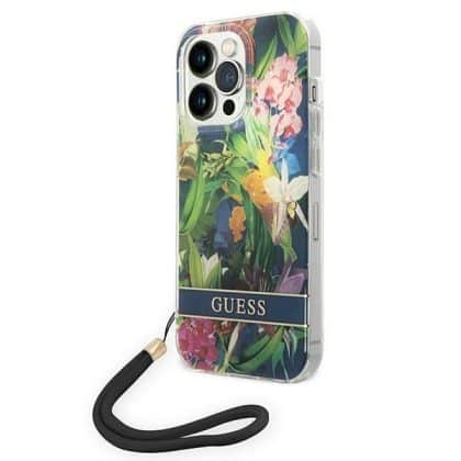 Guess Flower Strap - θήκη για Apple iPhone 14 Pro Max - Μπλε