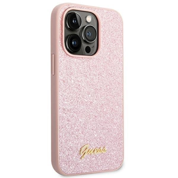 Guess Glitter Script - θήκη για Apple iPhone 14 Pro - Ροζ - Image 4