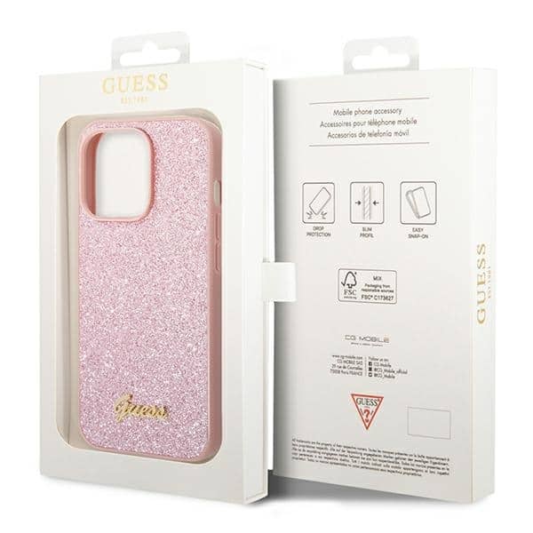 Guess Glitter Script - θήκη για Apple iPhone 14 Pro - Ροζ - Image 8