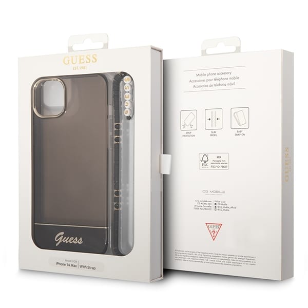 Guess Translucent Pearl Strap - θήκη για Apple iPhone 14 Plus - Μαύρο - Image 7