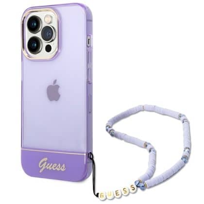 Guess Translucent Pearl Strap - θήκη για Apple iPhone 14 Pro - Μωβ
